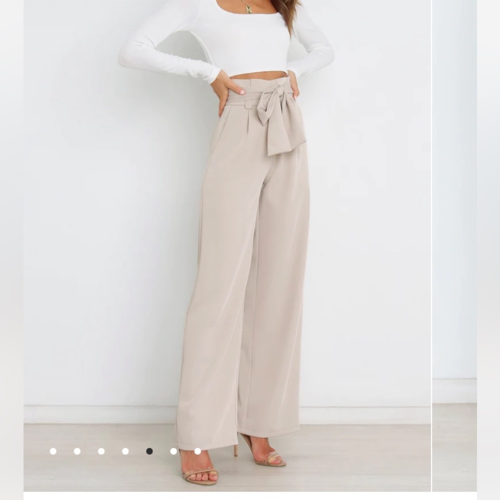 Petal + Pup Beige High-Waisted Kieran Dress Pants